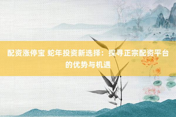 配资涨停宝 蛇年投资新选择：探寻正宗配资平台的优势与机遇